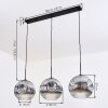 Ripoll Suspension, Boule lumineuse, Suspension Chrome, Fumé, 3 lumières