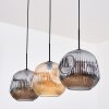 Ripoll Suspension, Boule lumineuse, Suspension Ambre, Fumé, 3 lumières
