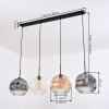 Ripoll Suspension, Boule lumineuse, Suspension Ambre, Clair, Fumé, 4 lumières