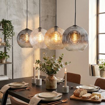 Ripoll Suspension, Boule lumineuse, Suspension Ambre, Clair, Fumé, 4 lumières