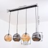 Ripoll Suspension, Boule lumineuse, Suspension Ambre, Fumé, 4 lumières