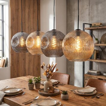 Ripoll Suspension, Boule lumineuse, Suspension Ambre, Fumé, 4 lumières