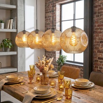 Ripoll Suspension, Boule lumineuse, Suspension Ambre, 4 lumières