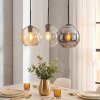 Koyoto Suspension, Boule lumineuse, Suspension Ambre, Chrome, Clair, Fumé, 3 lumières