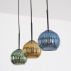Koyoto Suspension, Boule lumineuse, Suspension Bleu, Or, Vert, 3 lumières
