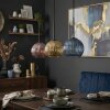 Koyoto Suspension, Boule lumineuse, Suspension Bleu, Or, Cuivré, 3 lumières