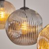 Ripoll Suspension, Boule lumineuse, Suspension Ambre, Fumé, 3 lumières
