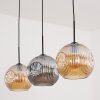 Ripoll Suspension, Boule lumineuse, Suspension Ambre, Fumé, 3 lumières