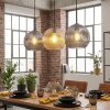 Ripoll Suspension, Boule lumineuse, Suspension Ambre, Fumé, 3 lumières