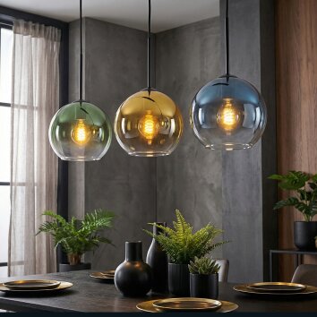 Koyoto Suspension, Boule lumineuse, Suspension Bleu, Or, Vert, Clair, 3 lumières
