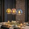 Koyoto Suspension, Boule lumineuse, Suspension Bleu, Or, Clair, Cuivré, 3 lumières
