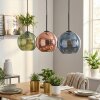 Koyoto Suspension, Boule lumineuse, Suspension Bleu, Vert, Cuivré, 3 lumières