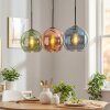 Koyoto Suspension, Boule lumineuse, Suspension Bleu, Vert, Cuivré, 3 lumières