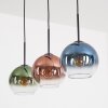Koyoto Suspension, Boule lumineuse, Suspension Bleu, Vert, Clair, Cuivré, 3 lumières