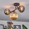 Chehalis Plafonnier, Boule lumineuse Ambre, Chrome, Fumé, 3 lumières