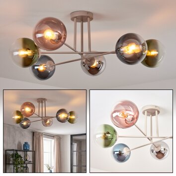 Gastor Plafonnier, Boule lumineuse 80 cm Sable, 6 lumières