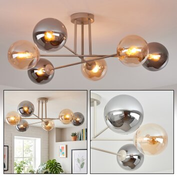 Gastor Plafonnier, Boule lumineuse 80 cm Sable, 6 lumières