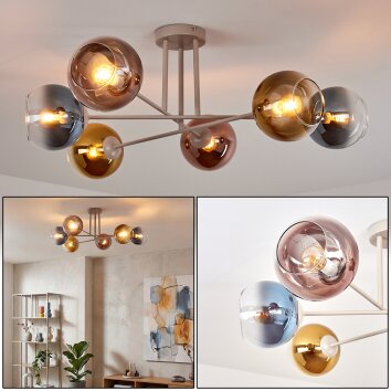 Koyoto Plafonnier, Boule lumineuse 78 cm Sable, 6 lumières