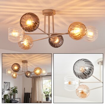 Koyoto Plafonnier, Boule lumineuse 78 cm Sable, 6 lumières