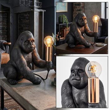 Zarik Lampe à poser Cuivre, Noir, 1 lumière