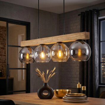 Koyoto Suspension, Boule lumineuse, Suspension Écru, Noir, 4 lumières