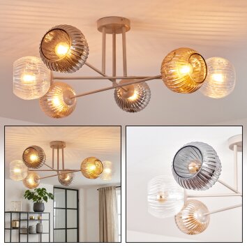 Ripoll Plafonnier, Boule lumineuse Sable, 6 lumières