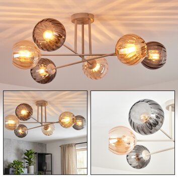 Koyoto Plafonnier, Boule lumineuse 78 cm Sable, 6 lumières