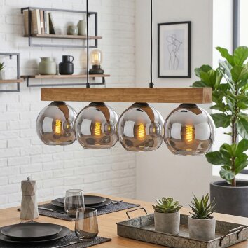 Koyoto Suspension, Boule lumineuse, Suspension Écru, Noir, 4 lumières