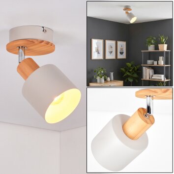 Olaris Plafonnier, Spot de plafond Chrome, Gris, Écru, 1 lumière