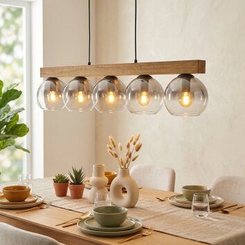 Koyoto Suspension, Boule lumineuse, Suspension Écru, Noir, 5 lumières