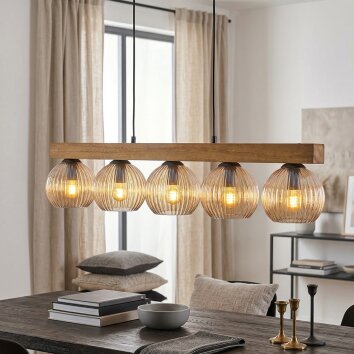 Koyoto Suspension, Boule lumineuse, Suspension Écru, Noir, 5 lumières