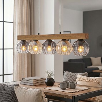 Koyoto Suspension, Boule lumineuse, Suspension Écru, Noir, 5 lumières