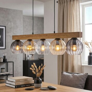 Koyoto Suspension, Boule lumineuse, Suspension Écru, Noir, 5 lumières