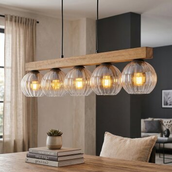 Koyoto Suspension, Boule lumineuse, Suspension Écru, Noir, 5 lumières