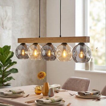 Ripoll Suspension, Boule lumineuse, Suspension Écru, Noir, 5 lumières