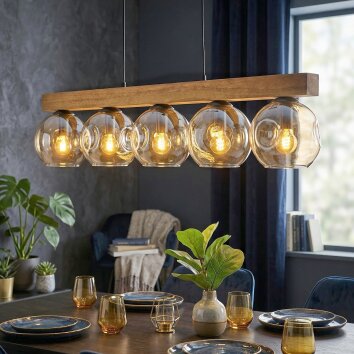 Ripoll Suspension, Boule lumineuse, Suspension Écru, Noir, 5 lumières