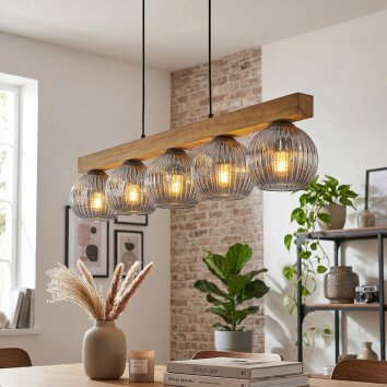 Ripoll Suspension, Boule lumineuse, Suspension Écru, Noir, 5 lumières