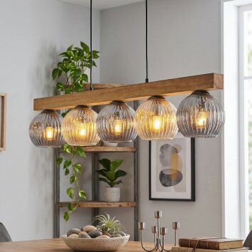 Ripoll Suspension, Boule lumineuse, Suspension Écru, Noir, 5 lumières
