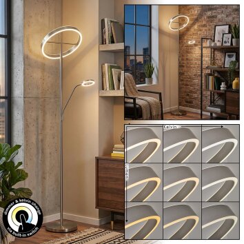 Melak Lampadaire, Liseuse LED Nickel mat, 2 lumières