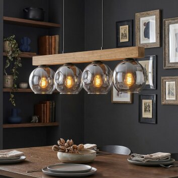 Ripoll Suspension, Boule lumineuse, Suspension Écru, Noir, 4 lumières