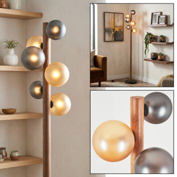 Lorin Lampadaire LED Brun foncé, Écru, Noir, 6 lumières