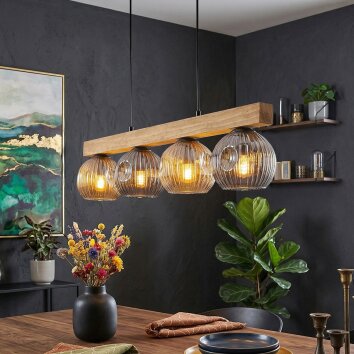 Ripoll Suspension, Boule lumineuse, Suspension Écru, Noir, 4 lumières