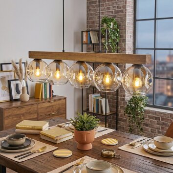 Ripoll Suspension, Boule lumineuse, Suspension Écru, Noir, 5 lumières