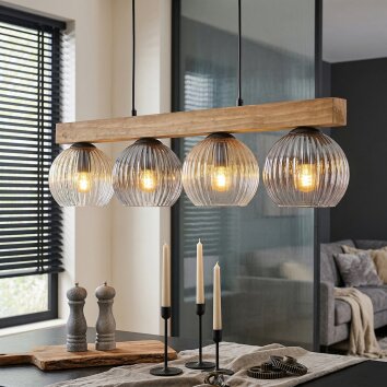 Koyoto Suspension, Boule lumineuse, Suspension Écru, Noir, 4 lumières