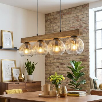 Ripoll Suspension, Boule lumineuse, Suspension Écru, Noir, 4 lumières