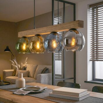 Koyoto Suspension, Boule lumineuse, Suspension Écru, Noir, 4 lumières