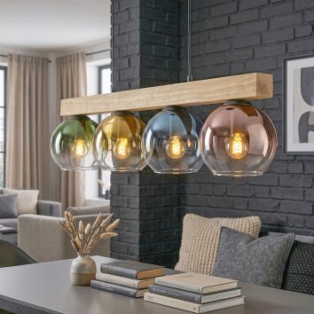 Koyoto Suspension, Boule lumineuse, Suspension Écru, Noir, 4 lumières