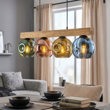 Ripoll Suspension, Boule lumineuse, Suspension Écru, Noir, 4 lumières