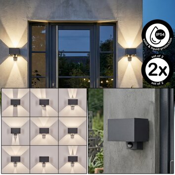 Almodofa Lampe murale d´extérieur, Luminaire Up & Down, Applique murale LED Anthracite, 1 lumière, Détecteur de mouvement