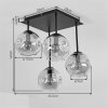 Plafonnier moderne Ripoll avec quatre abat-jour ronds en verre blanc, diamètre 15 cm